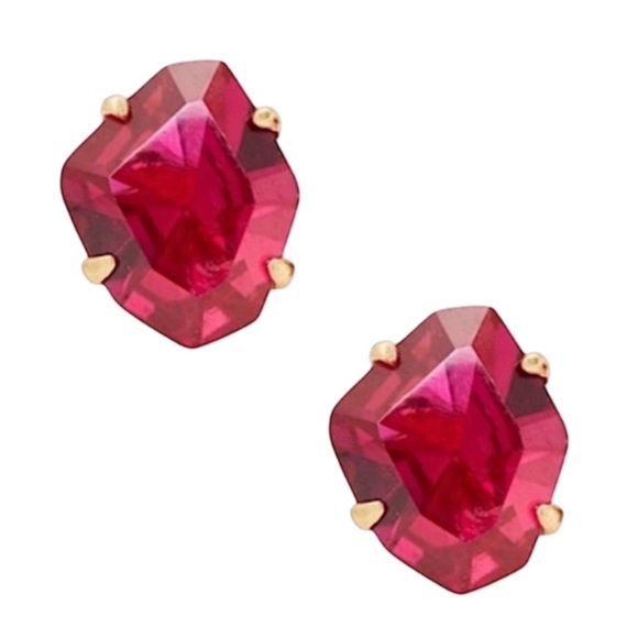 KATE SPADE • Treasure Trove Fuchsia Ruby Red Stud Earrings - Picture 1 of 8
